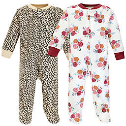 Hudson Baby® Size 3-6M 2-Pack Autumn Rose Quilted Sleep and Play Footies in Red