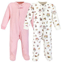 Hudson Baby® Size 0-3M 2-Pack Sweet Bakery Quilted Sleep and Play Footies in Pink