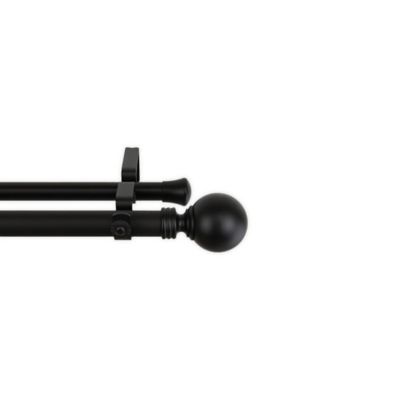 Rod Desyne Globe 28 to 48-Inch Adjustable Double Drapery Rod in Black