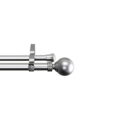 Rod Desyne Globe 28 to 48-Inch Adjustable Double Drapery Rod in Satin Nickel
