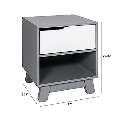 Babyletto Hudson Nightstand in Gray and White. View a larger version of this product image.
