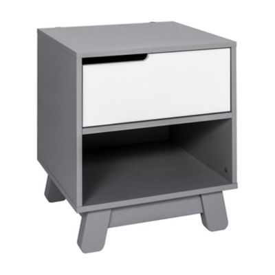 Babyletto Hudson Nightstand in Gray and White