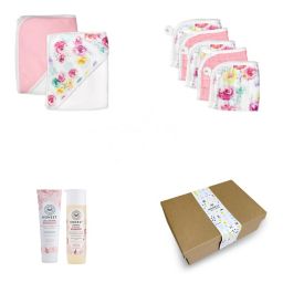 The Honest Company® 9-Piece Floral Bubbles & Cuddles Bath Gift Set in Pink/White