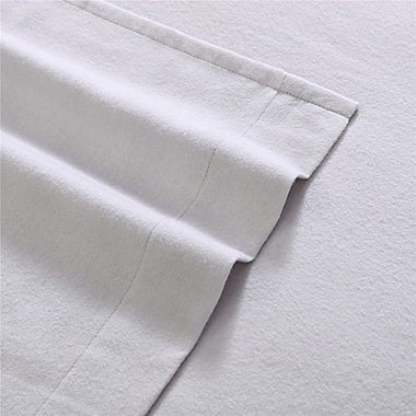 Laura Ashley&reg; Solid Cotton Flannel Queen Sheet Set in Pastel Grey. View a larger version of this product image.
