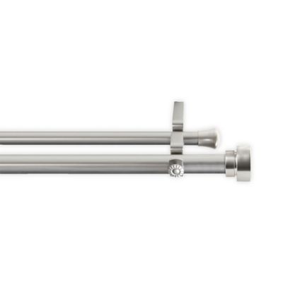 Rod Desyne Bonnet 28 to 48-Inch Adjustable Double Drapery Rod in Satin Nickel