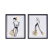 Madison Park&reg; Posh Postures 17-Inch x 21-Inch Single Mat Framed Wall Art in Black/White (Set of 2)