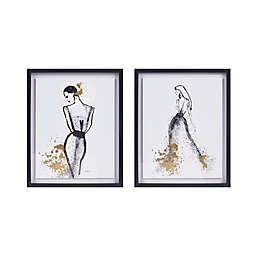 Madison Park® Posh Postures 17-Inch x 21-Inch Single Mat Framed Wall Art in Black/White (Set of 2)