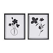 Madison Park&reg; Floating Floret 17-Inch x 21-Inch Framed Wall Art in Black/White (Set of 2)