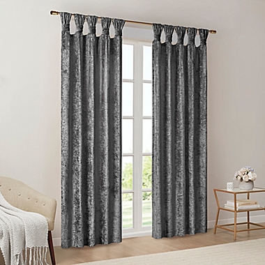 Intelligent Design Felicia 84-Inch Velvet Cuff Tab Top Window Curtain Panel in Grey (Single). View a larger version of this product image.