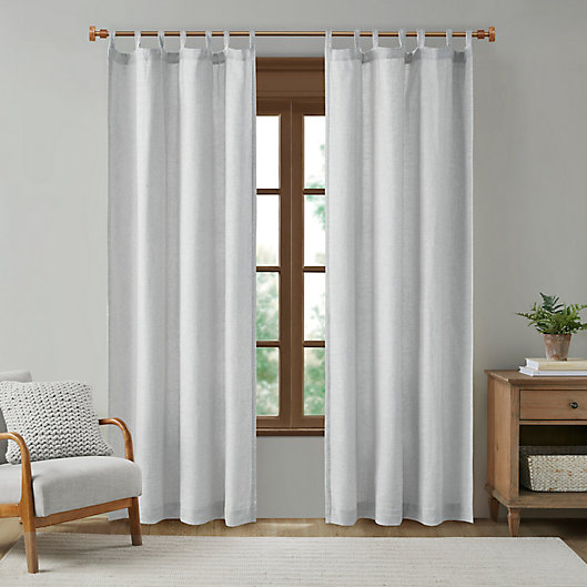 Alternate image 1 for Madison Park® Beals Faux Linen Tab Top Window Curtain Panel with Fleece Lining