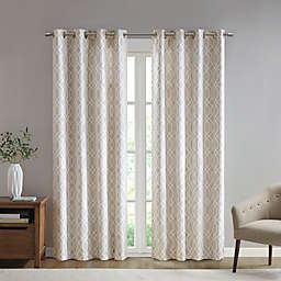 SunSmart Albina 95-Inch Printed Ogee Texture Blackout Window Curtain Panel in Taupe (Single)