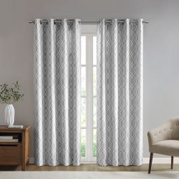 SunSmart Albina Printed Ogee Texture Blackout Window Curtain Panel (Single)