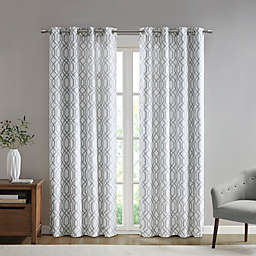 SunSmart Albina 95-Inch Printed Ogee Texture Blackout Window Curtain Panel in White (Single)