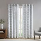 Alternate image 0 for SunSmart Albina 95-Inch Printed Ogee Texture Blackout Window Curtain Panel in White (Single)