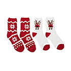 Alternate image 0 for Winter Wonderland Reindeer/Snowflakes Socks in Red/White (Set of 2)