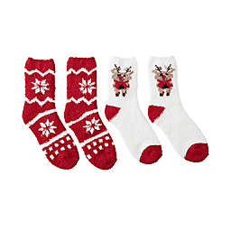 Winter Wonderland Reindeer/Snowflakes Socks in Red/White (Set of 2)