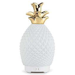 SpaRoom&reg; Aloha Pineapple Ceramic Essential Oil Diffuser in White/Gold