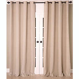 Linen Stripe Vertical Stripe 96-Inch Grommet Top Curtain Panel in Natural/Ivory (Single)