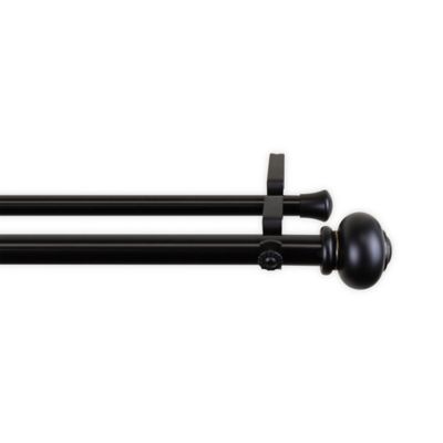 Rod Desyne Rotunda 28 to 48-Inch Adjustable Double Drapery Rod in Black