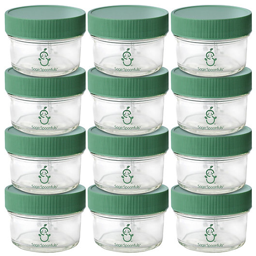 Alternate image 1 for Sage Spoonfuls® Glass Baby Food Jars 4 oz. Food Storage Containers in Clear (Set of 12)