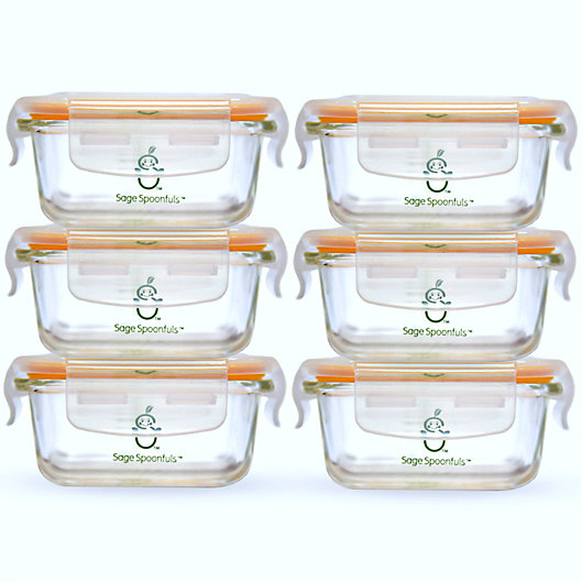 Alternate image 1 for Sage Spoonfuls® Tough Glass Tubs 4 oz. Baby Food Storage Containers in Clear (Set of 6)