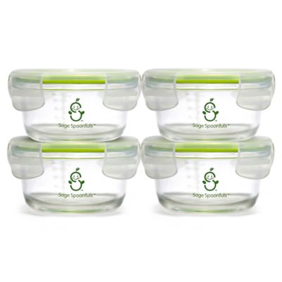 Sage Spoonfuls&reg; Tough Glass Bowls 7 oz. Baby Food Storage Containers in Clear (Set of 4)