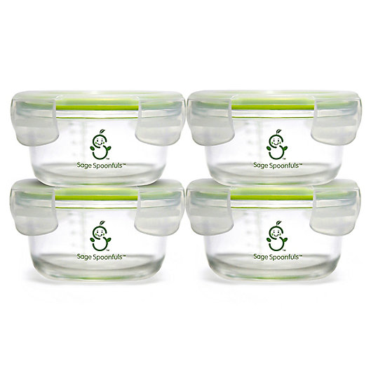 Alternate image 1 for Sage Spoonfuls® Tough Glass Bowls 7 oz. Baby Food Storage Containers in Clear (Set of 4)