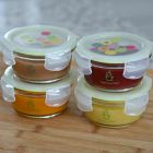 Alternate image 1 for Sage Spoonfuls&reg; Tough Glass Bowls 7 oz. Baby Food Storage Containers in Clear (Set of 4)