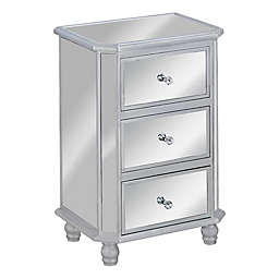 Mirrored 3-Drawer Accent Table in Silver