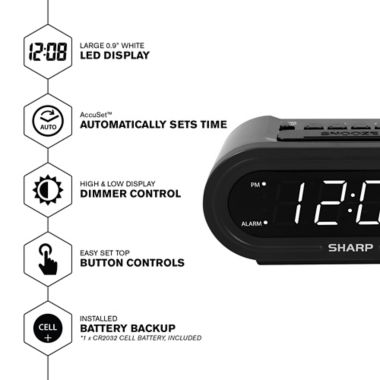 Sharp&reg; Accuset Automatic Alarm Clock in Black. View a larger version of this product image.