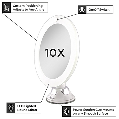 Zadro&reg; 10x Cordless LED Lighted Wall Mount Mirror in White. View a larger version of this product image.