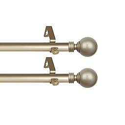 Rod Desyne Globe 12 to 20-Inch Side Curtain Rods in Gold (Set of 2)