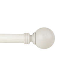 Rod Desyne Globe Faux Wood 28 to 48-Inch Adjustable Single Curtain Rod Set in Pearl White