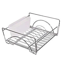 Dazz Expandable Sliding Dish Drainer with Dual Cutlery Cup in Chrome