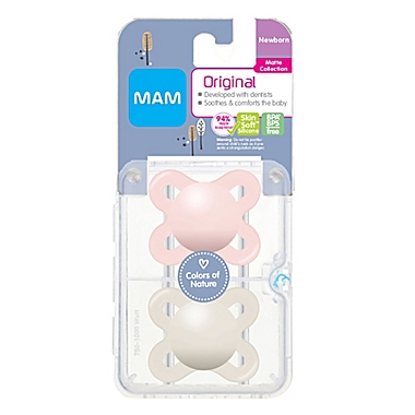 MAM 0-2M 2-Pack Start Pacifiers in Pink/White. View a larger version of this product image.