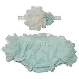 So 'dorable Size 0-12M 2-Piece Flower Diaper Cover and Head Wrap Set in Mint