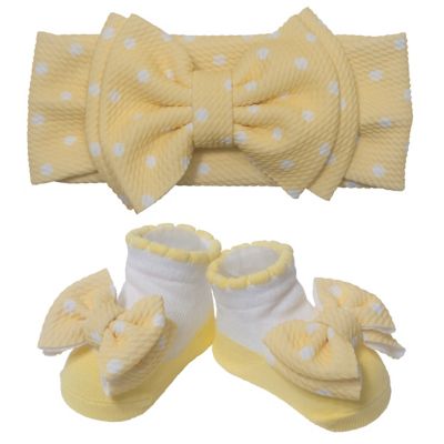Little Me&reg; Size 0-12M Headwrap and Sock 3-Piece Set in Yellow
