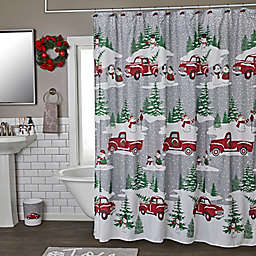72-Inch x 72-Inch Snowy Truck Shower Curtain and Hooks Set