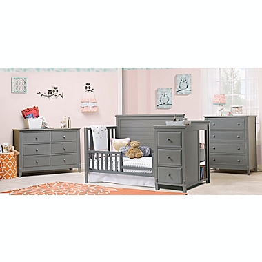 Sorelle Furniture Berkley Panel 4-in-1 Crib and Changer in Weathered Grey. View a larger version of this product image.