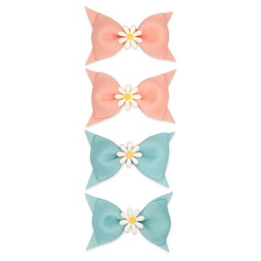 Khristie&reg; 4-Pack Daisy Grosgrain Bow Clips. View a larger version of this product image.