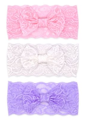 Khristie&reg; Size 0-36M 3-Pack Lace Bow Headbands