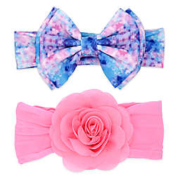 Khristie® Size 0-36M 2-Pack Flower and Tie-Dye Bow Headbands in Pink/Blue
