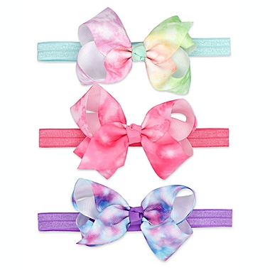 Khristie&reg; Size 0-36M 3-Pack Tie-Dye Bow Headbands. View a larger version of this product image.