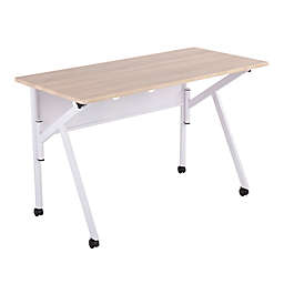 LumiSource® K-Fold Contemporary Folding Desk in White/Natural