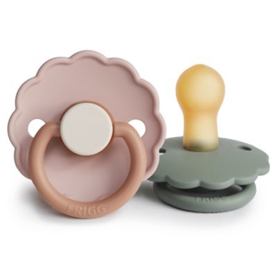FRIGG 0-6M Daisy 2-Pack Rubber Pacifiers in Biscuit/French Grey