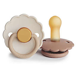 FRIGG 6-18M 2-Pack Daisy Rubber Pacifiers in Tan/Brown