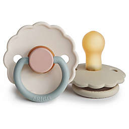 FRIGG 0-6M Daisy 2-Pack Rubber Pacifiers in Cotton Candy/Cream