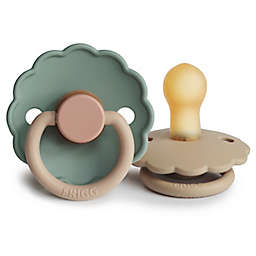 FRIGG 0-6M 2-Pack Daisy Rubber Pacifiers in Green/Tan