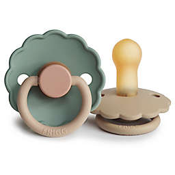 FRIGG 6-18M Daisy 2-Pack Rubber Pacifiers in Willow/Cream
