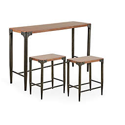 INK+IVY Caden 3-Piece Console Table and Counter Stool Set in Brown/Charcoal